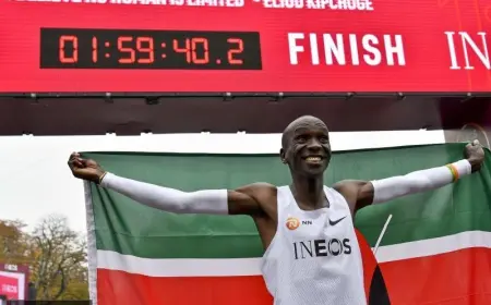 KIPCHOGE'S 1:59:40 STILL HAS THE WORLD BREATHLESS, SEVEN YEARS ON