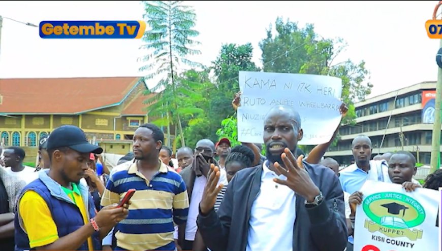 JSS Teachers Demonstrate Outside the Offices of Kisii County Woman Rep
